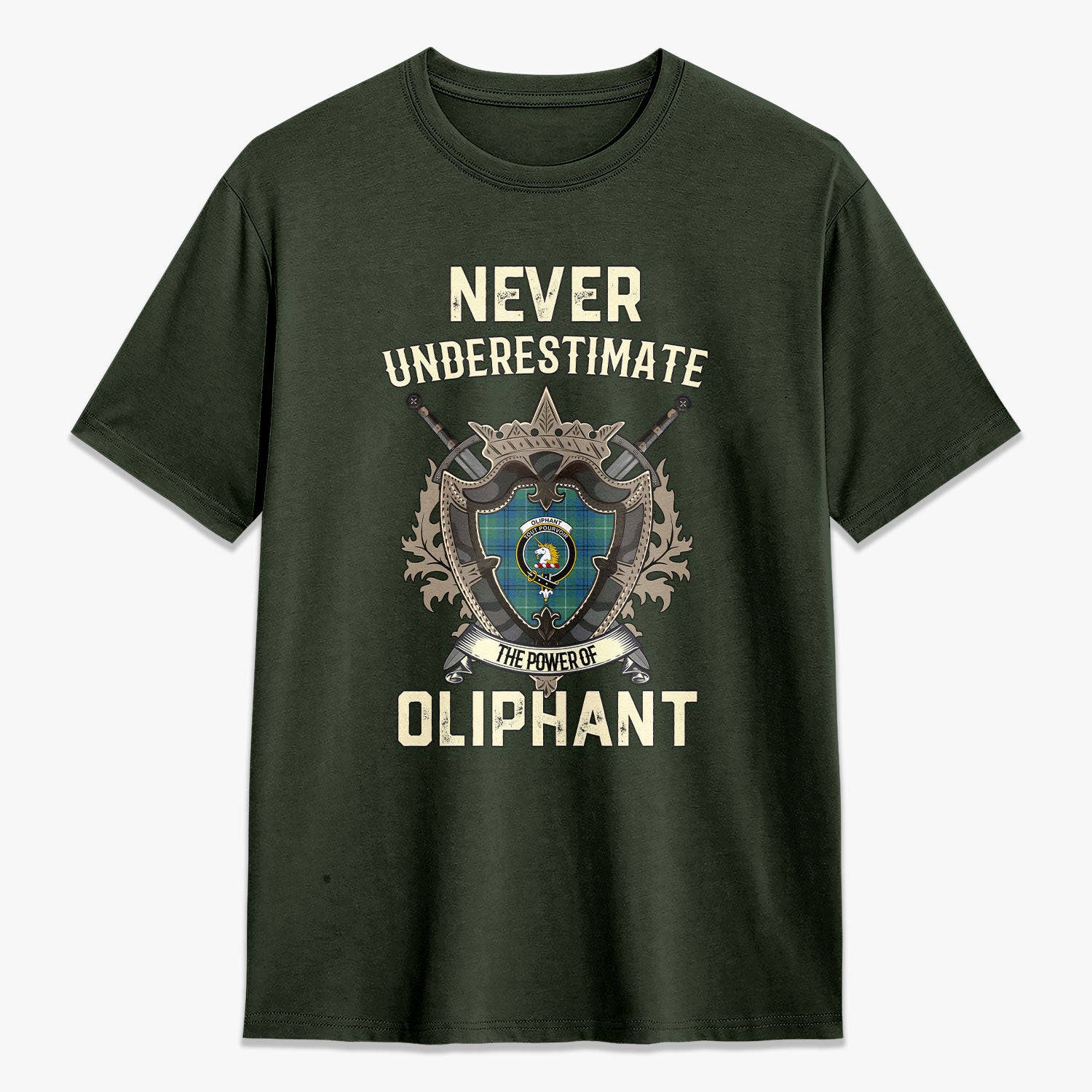 Oliphant Ancient Tartan Crest 2D T-shirt - Never Underestimate Style