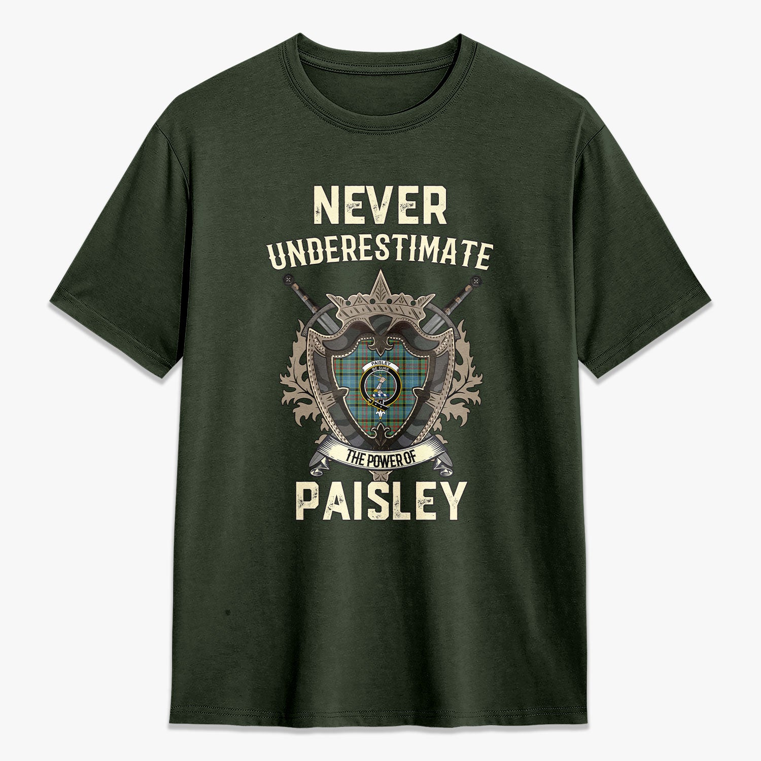 Paisley District Tartan Crest 2D T-shirt - Never Underestimate Style
