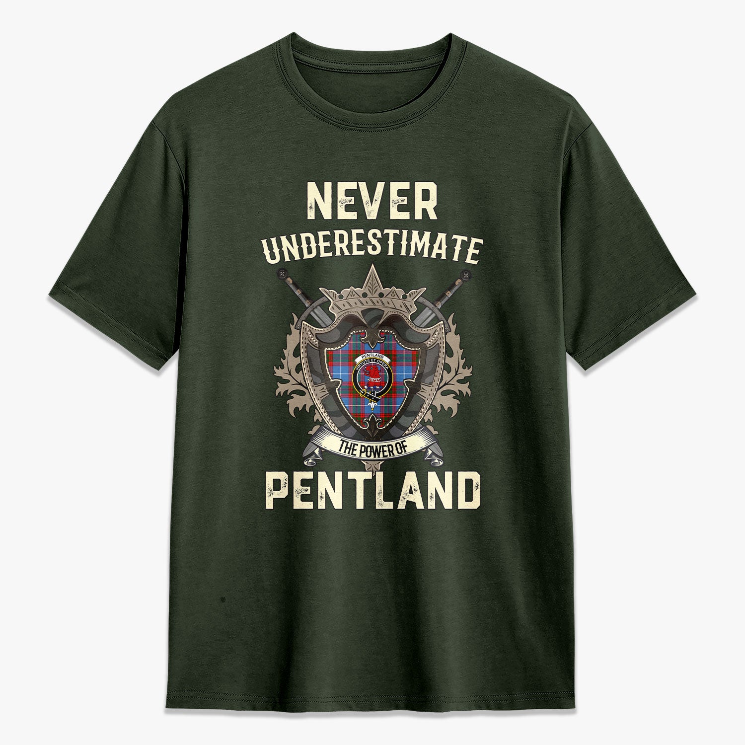 Pentland Tartan Crest 2D T-shirt - Never Underestimate Style
