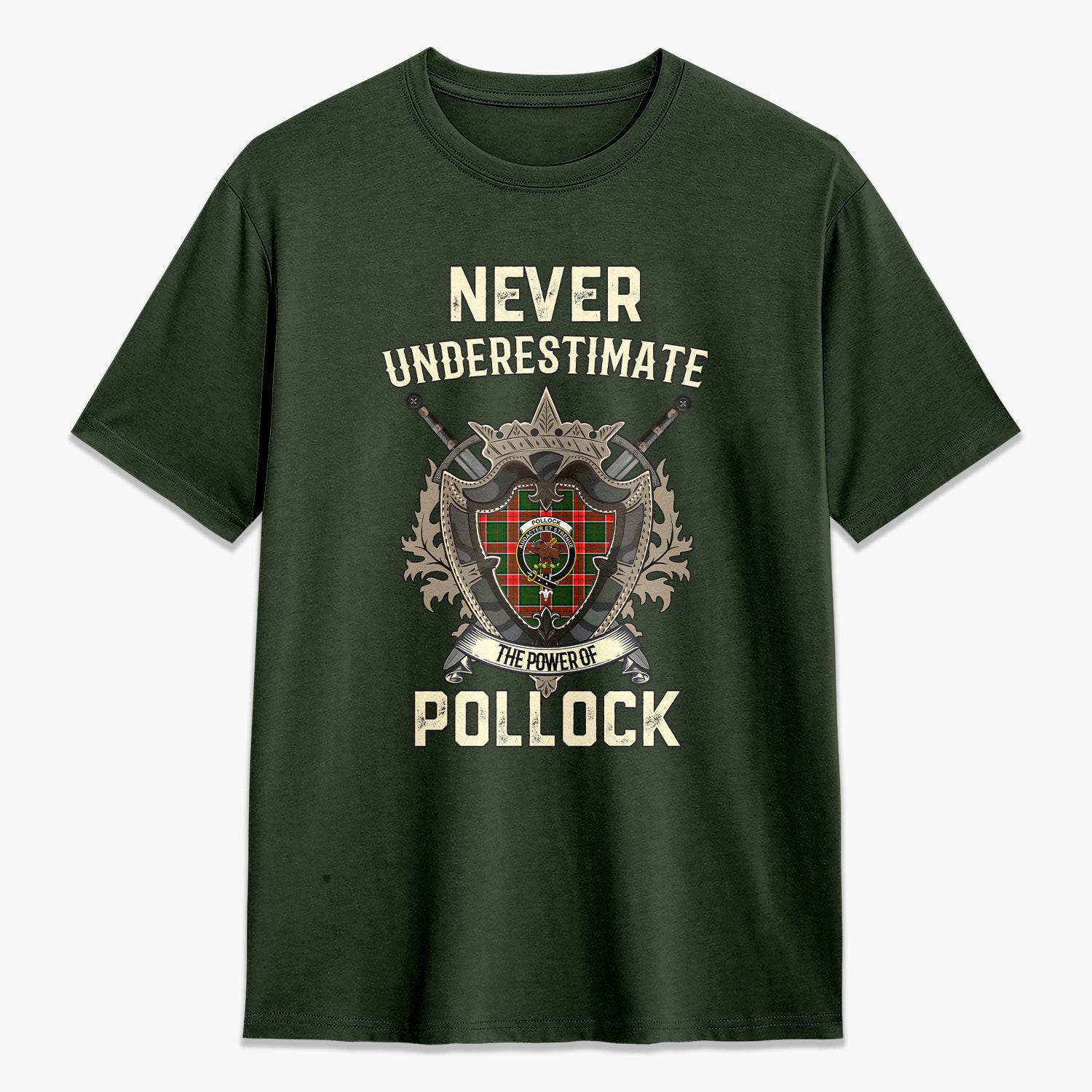 Pollock Tartan Crest 2D T-shirt - Never Underestimate Style