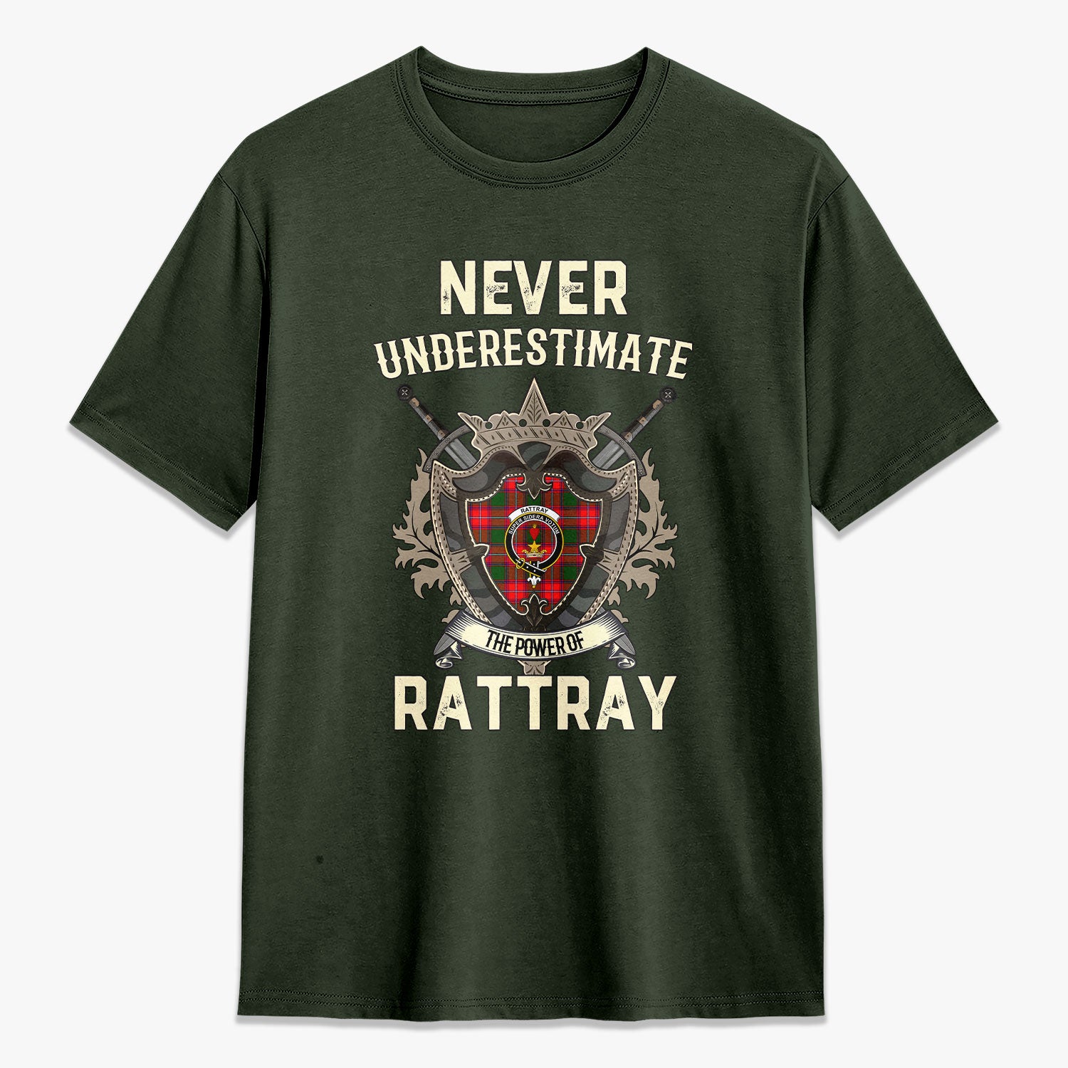 Rattray Modern Tartan Crest 2D T-shirt - Never Underestimate Style