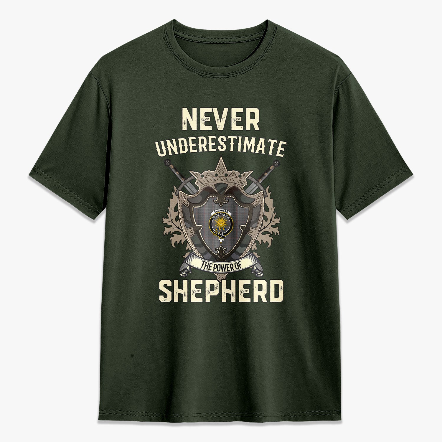 Shepherd Tartan Crest 2D T-shirt - Never Underestimate Style