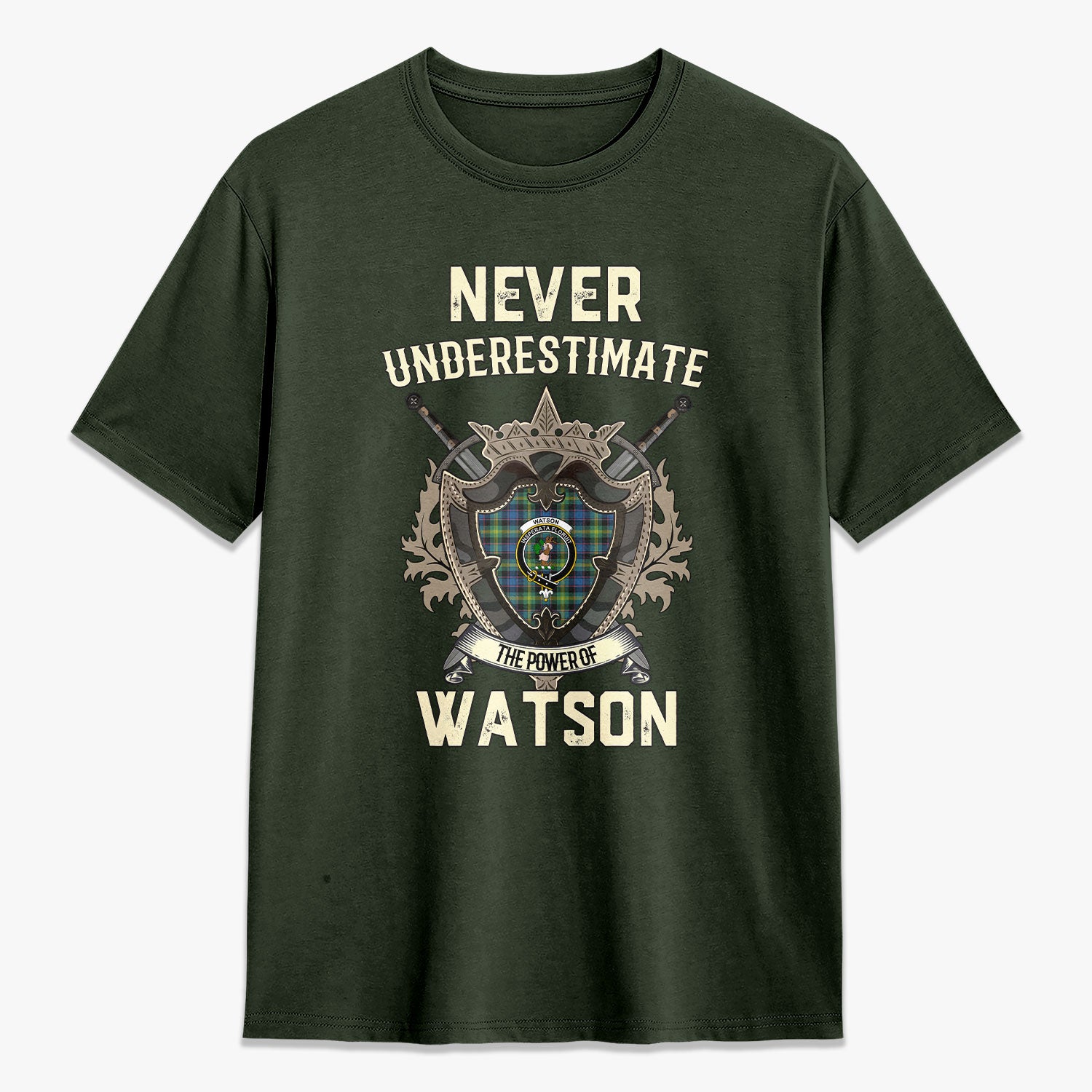 Watson Ancient Tartan Crest 2D T-shirt - Never Underestimate Style