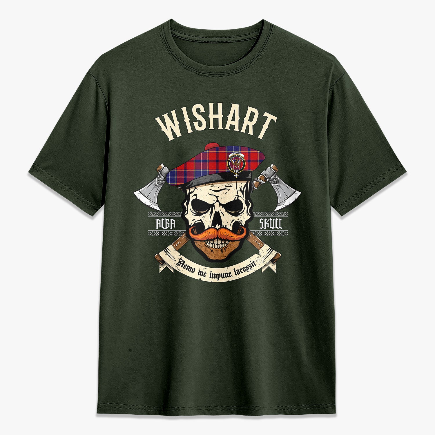 Wishart Dress Tartan Crest 2D T-shirt - Alba Skull Style