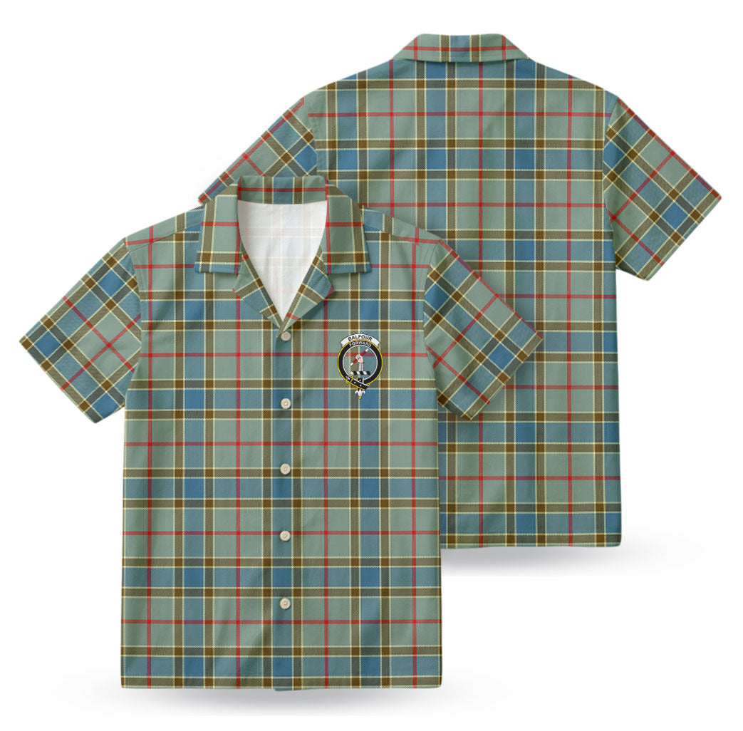 Balfour Blue Tartan Crest Hawaiian Shirt