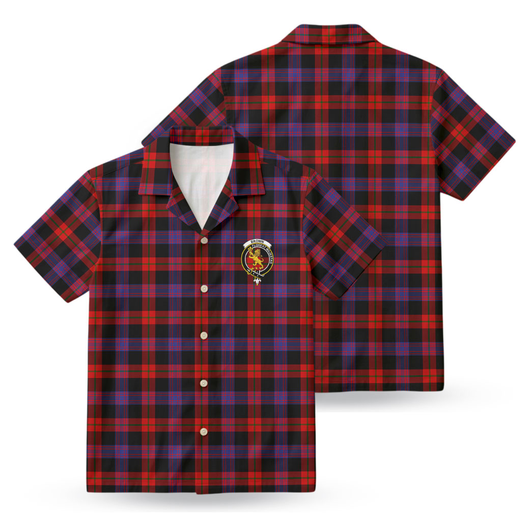 Brown Modern Tartan Crest Hawaiian Shirt