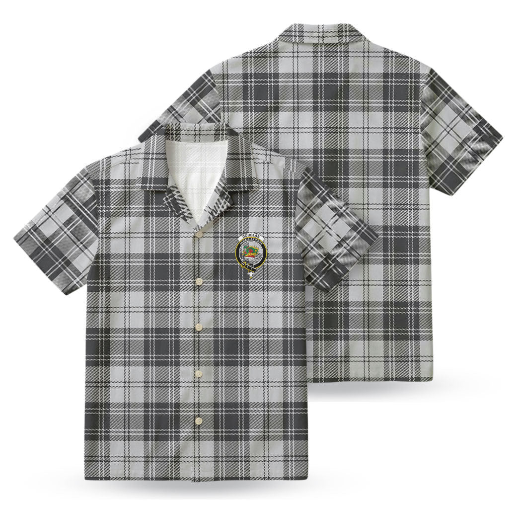 Douglas Grey Modern Tartan Crest Hawaiian Shirt