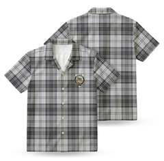 Douglas Grey Modern Tartan Crest Hawaiian Shirt