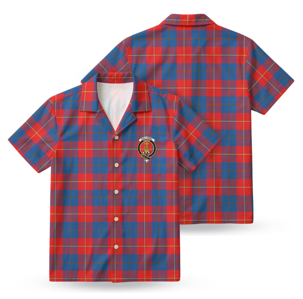 Galloway Red Tartan Crest Hawaiian Shirt