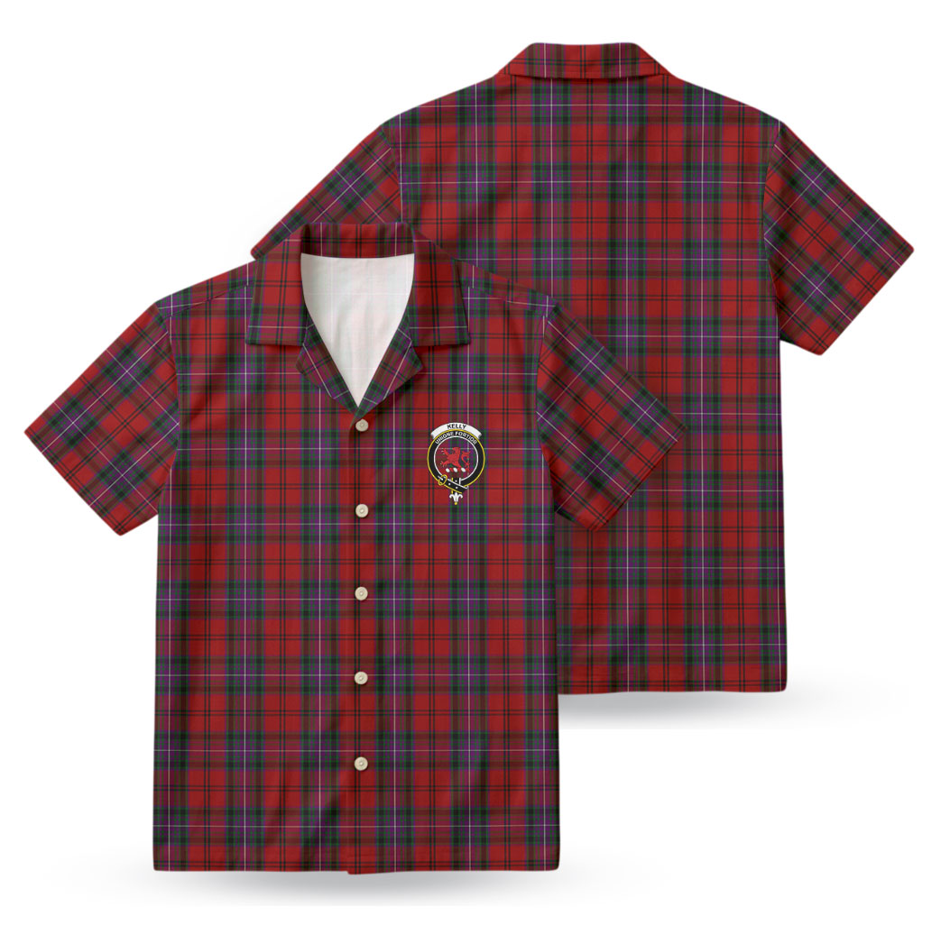 Kelly of Sleat Red Tartan Crest Hawaiian Shirt