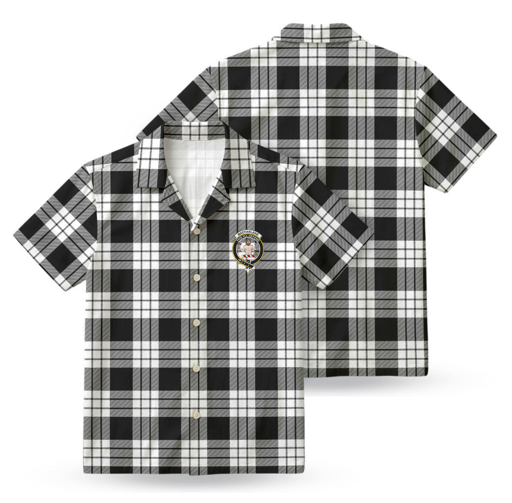 MacFarlane Black - White Tartan Crest Hawaiian Shirt