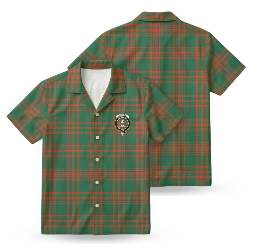 Menzies Green Ancient Tartan Crest Hawaiian Shirt