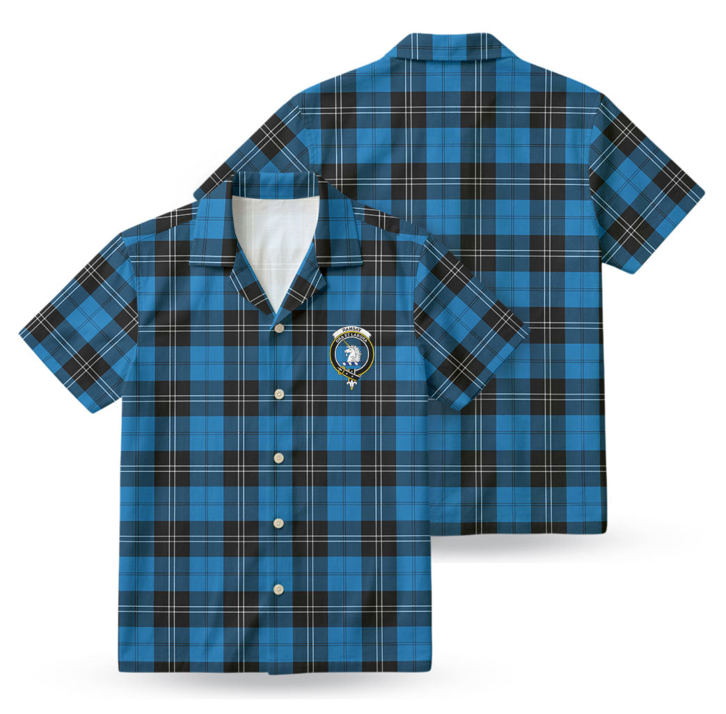Ramsay Blue Ancient Tartan Crest Hawaiian Shirt