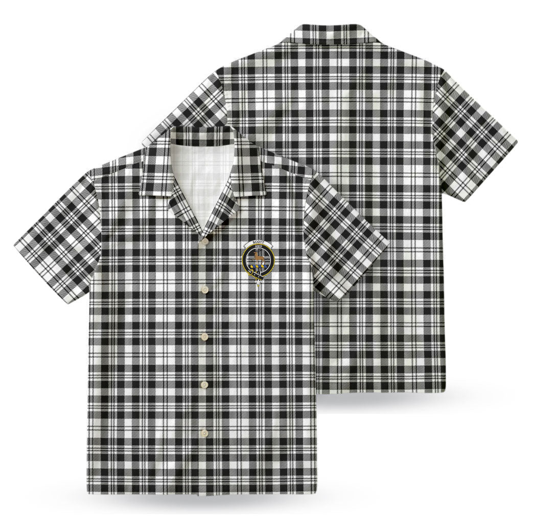 Scott Black & White Modern Tartan Crest Hawaiian Shirt