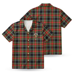 Stewart Black Tartan Crest Hawaiian Shirt
