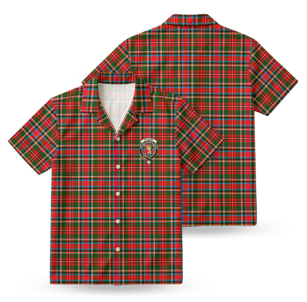 Stewart Royal Tartan Crest Hawaiian Shirt