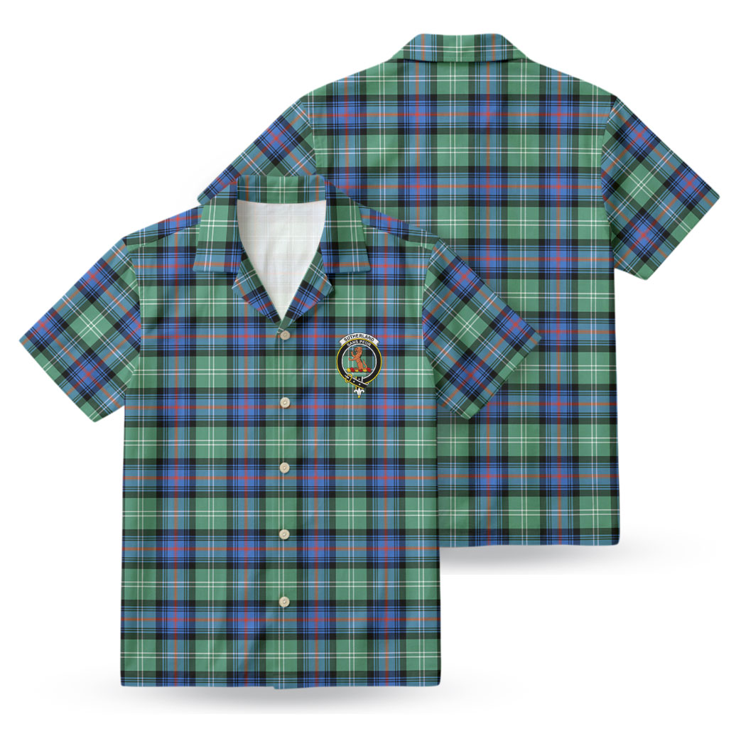 Sutherland Old Ancient Tartan Crest Hawaiian Shirt