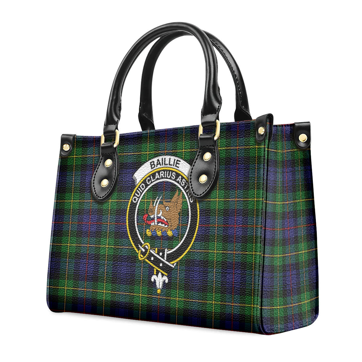 Baillie Tartan Crest Leather Handbag