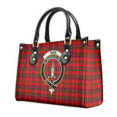 Bain Tartan Crest Leather Handbag