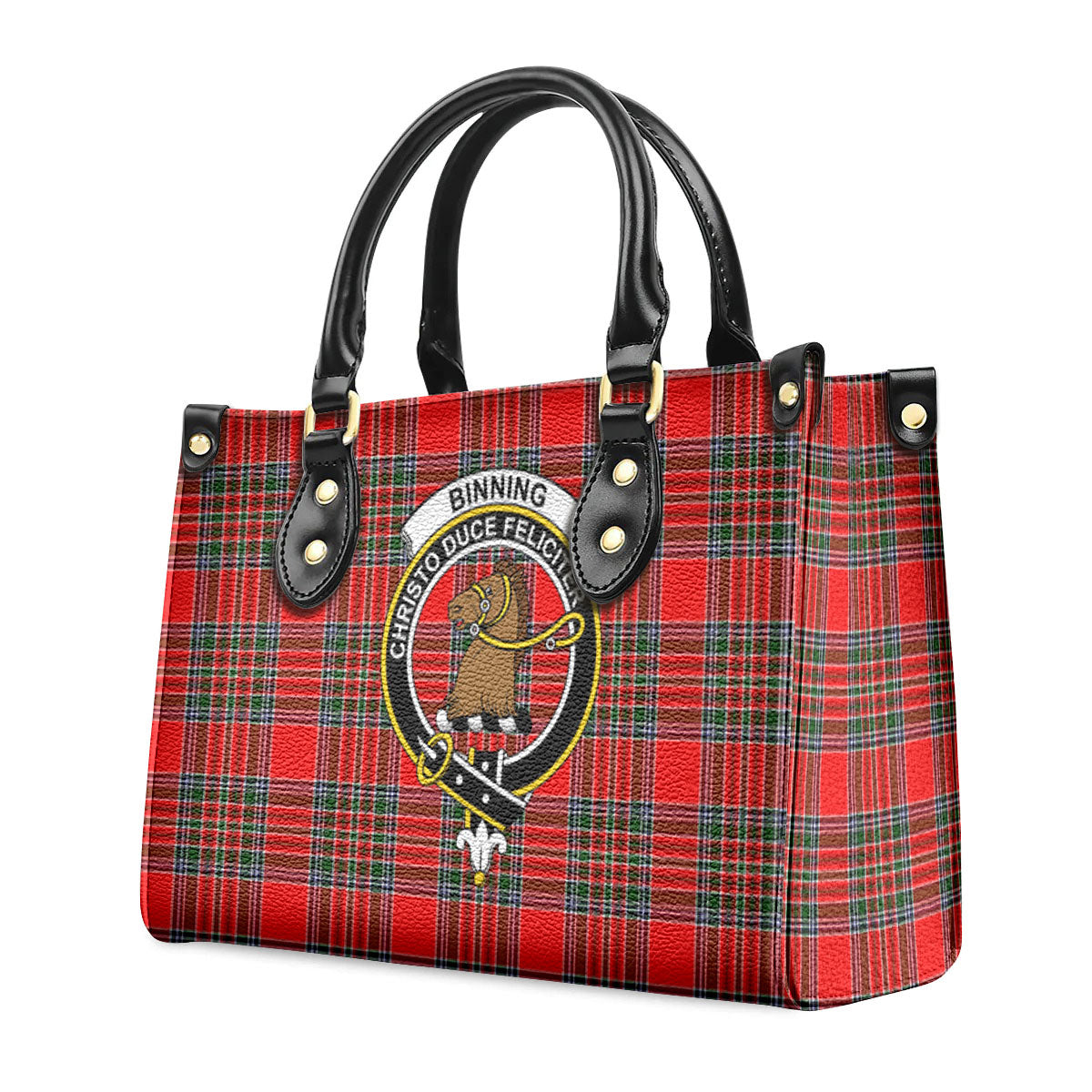 Binning (of Wallifoord) Tartan Crest Leather Handbag