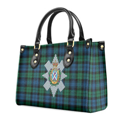 Black Watch Ancient Tartan Crest Leather Handbag