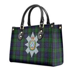 Black Watch Tartan Crest Leather Handbag