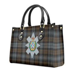 Black Watch Weathered Tartan Crest Leather Handbag