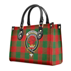 Moncreiffe (or Moncreiff) Tartan Crest Leather Handbag