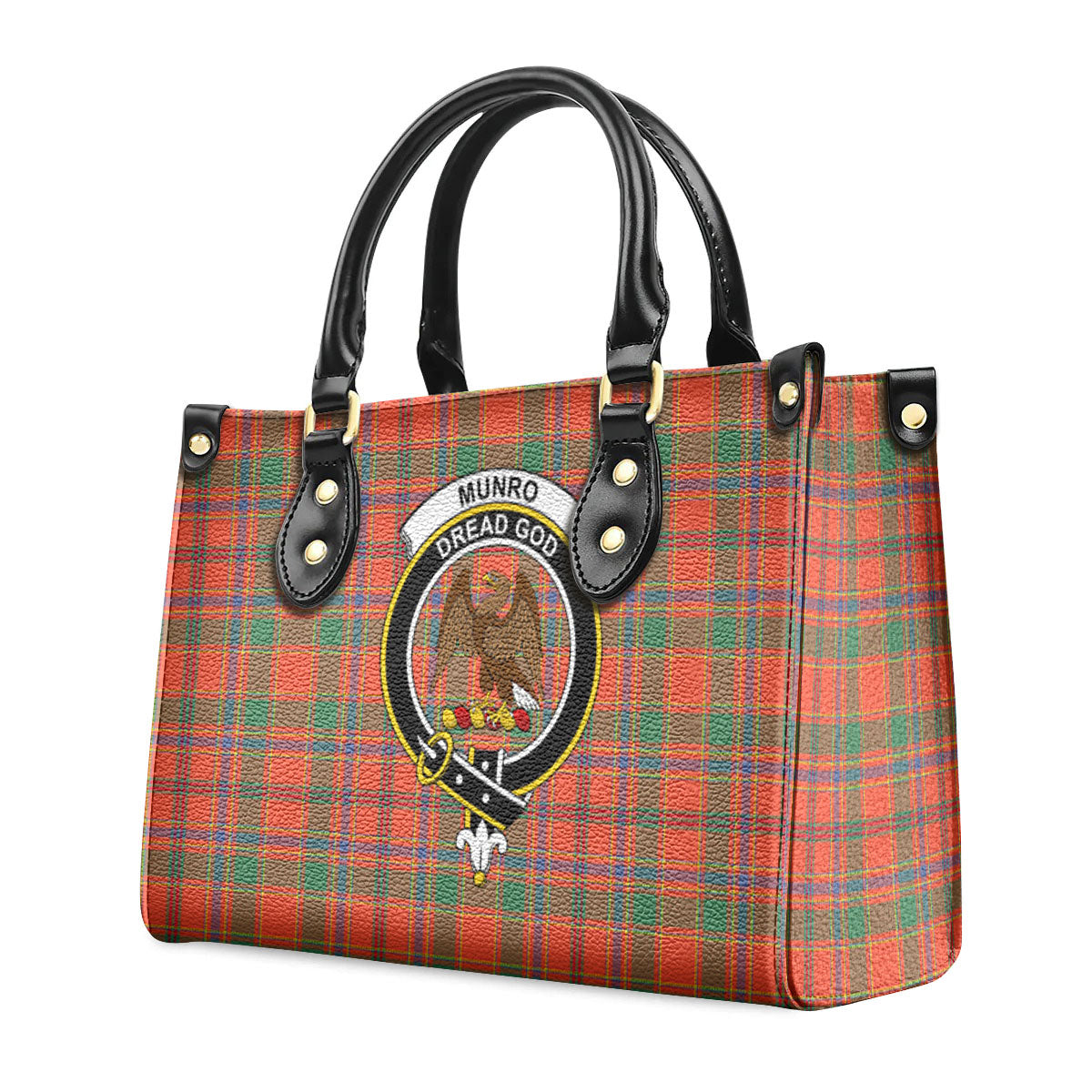 Munro Ancient Tartan Crest Leather Handbag