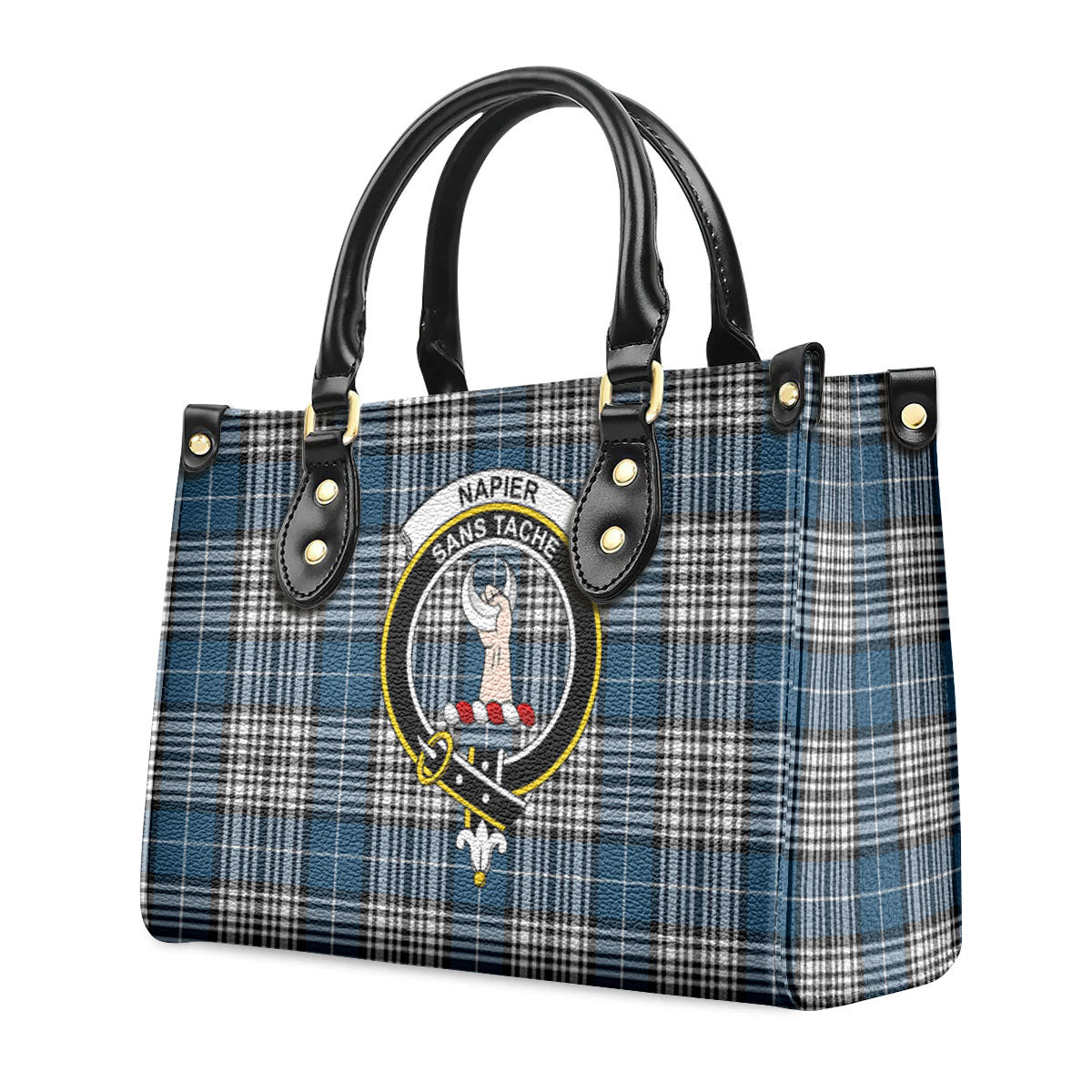 Napier Modern Tartan Crest Leather Handbag