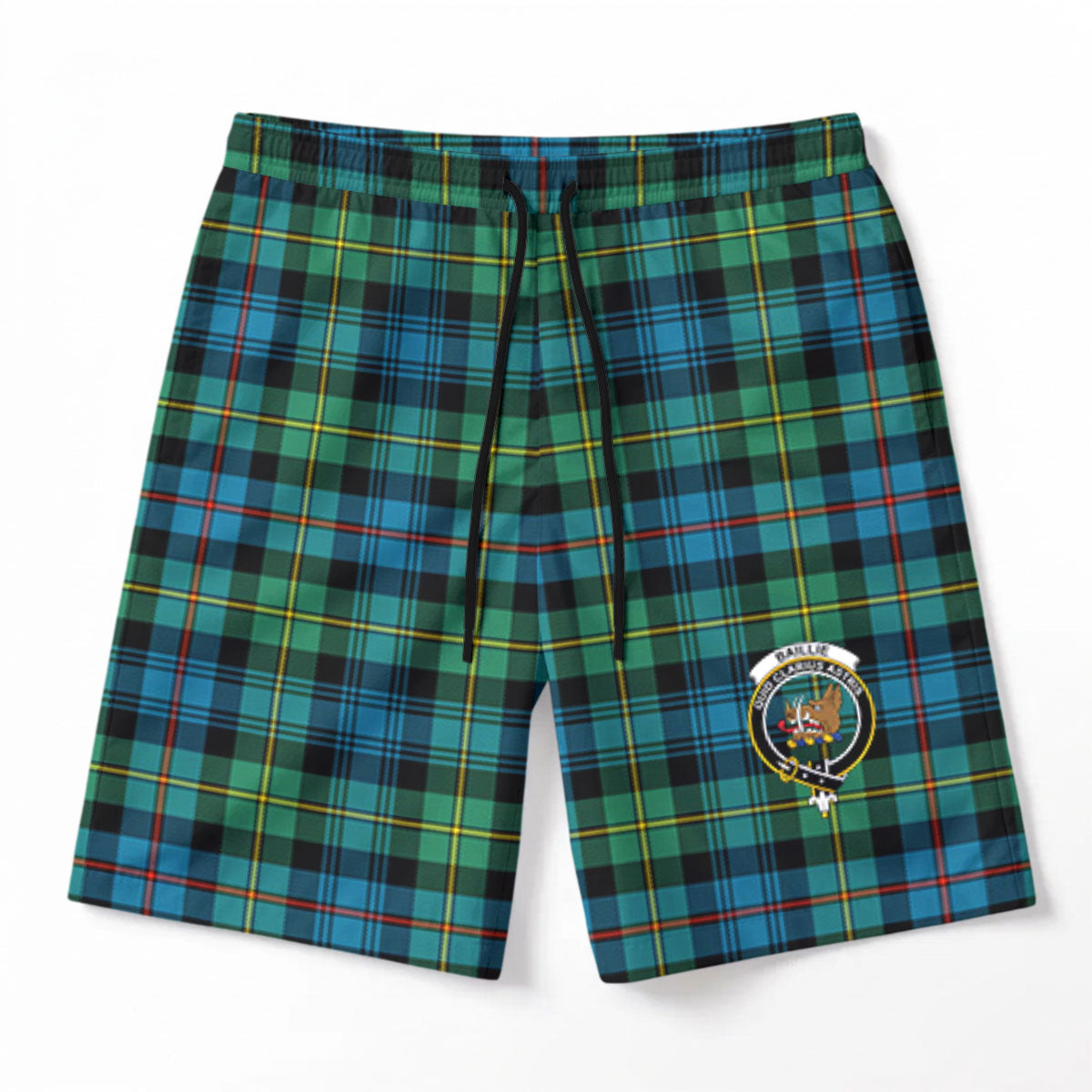 Baillie Ancient Tartan Crest Men's Beach Shorts