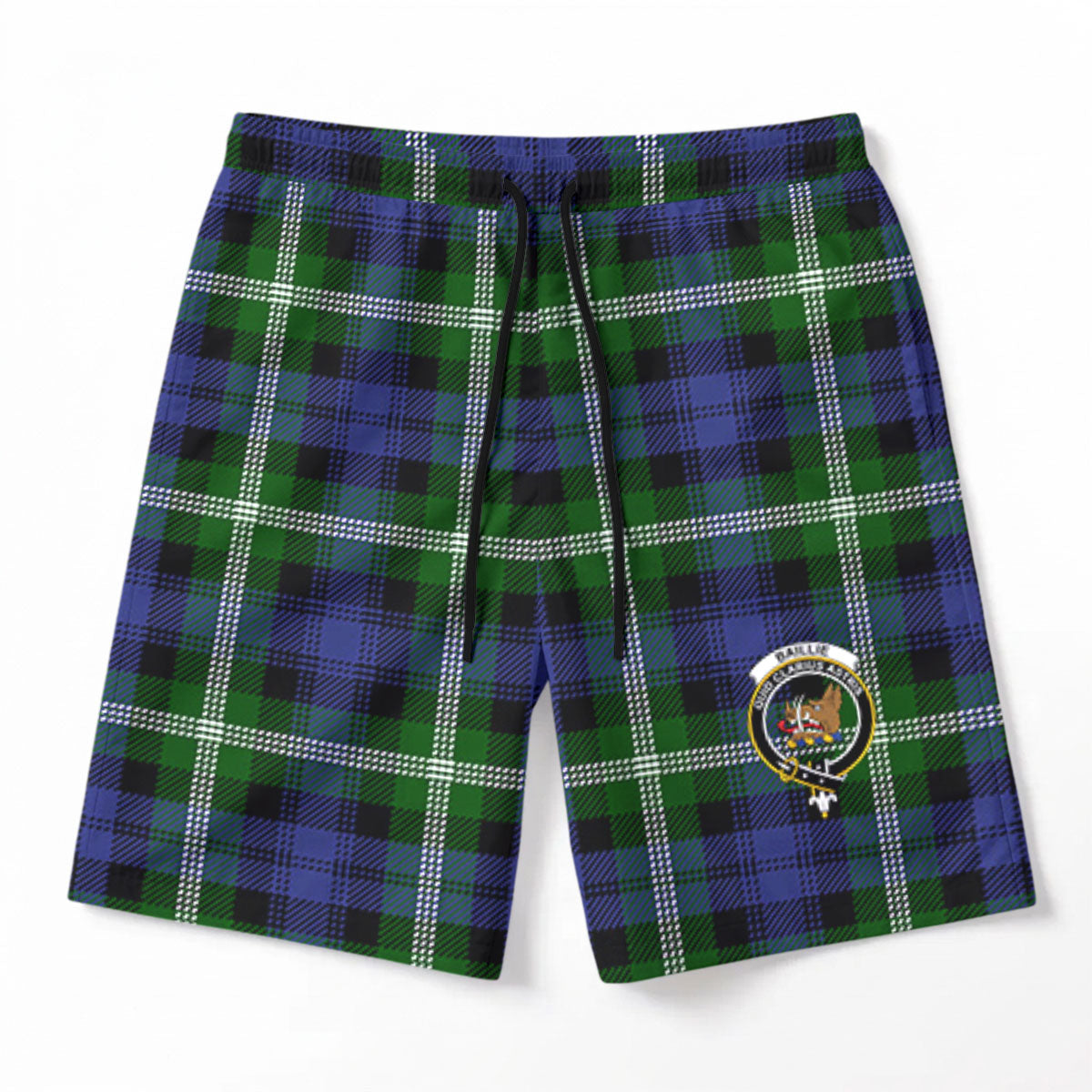 Baillie Modern Tartan Crest Men's Beach Shorts