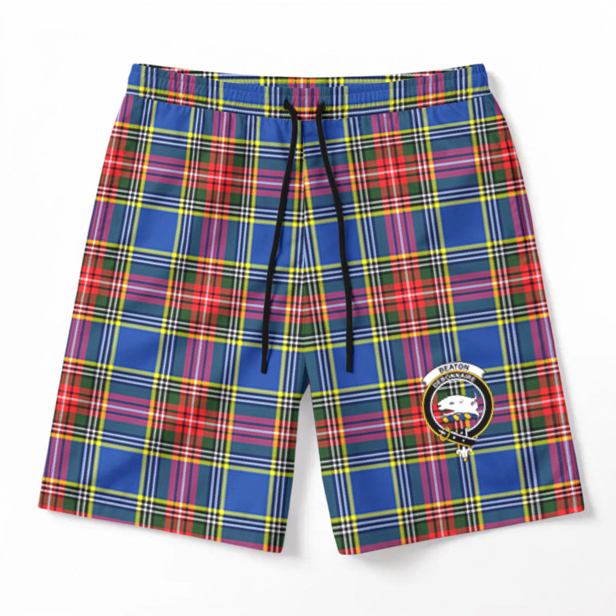 Beaton Modern Tartan Crest Men's Beach Shorts
