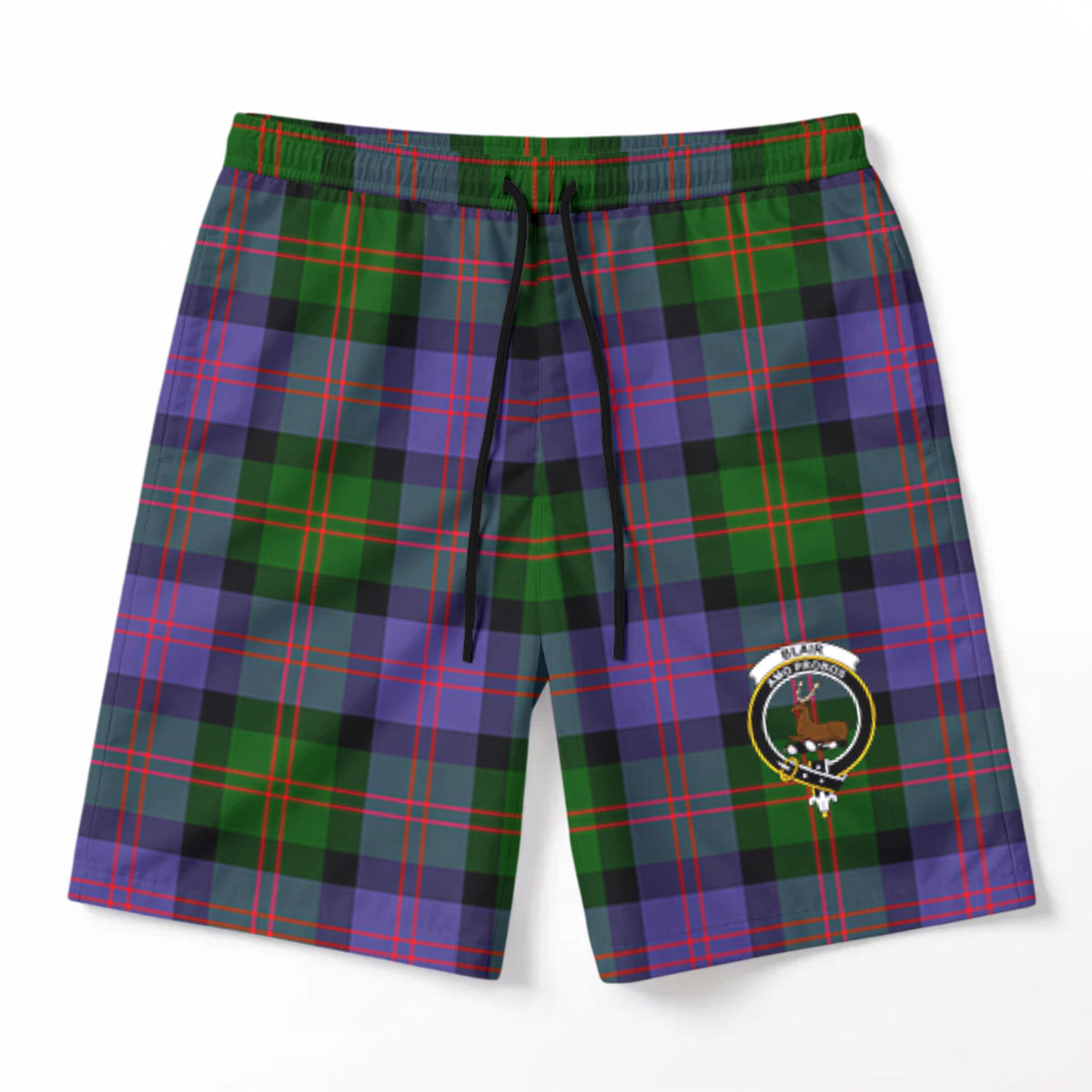 Blair Modern Tartan Crest Men's Beach Shorts