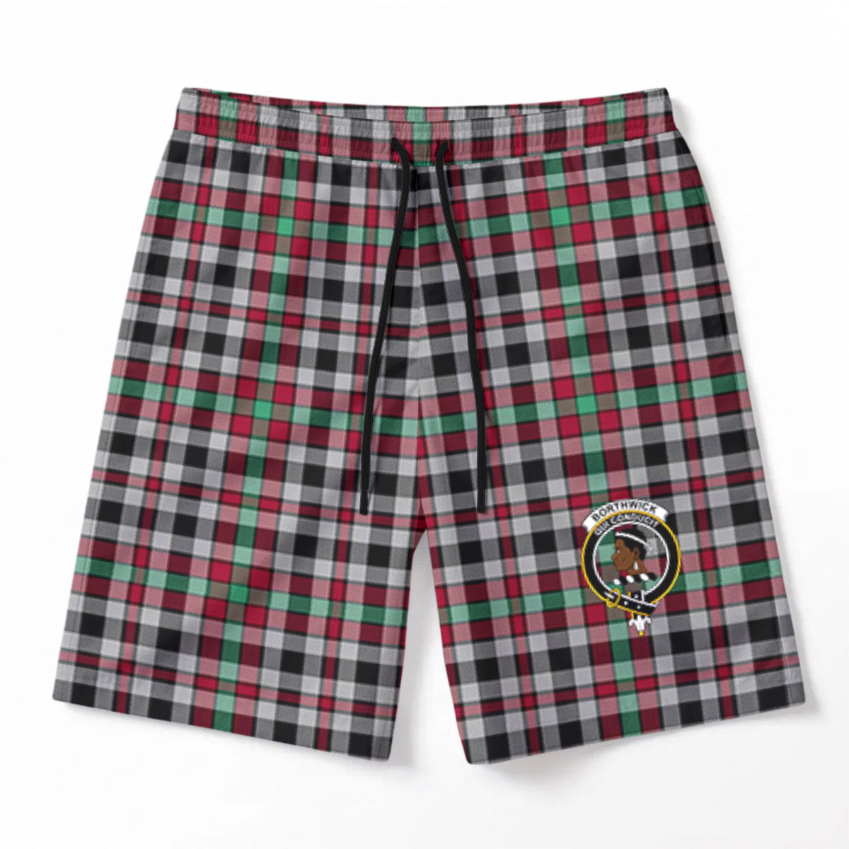 Borthwick Ancient Tartan Crest Men's Beach Shorts
