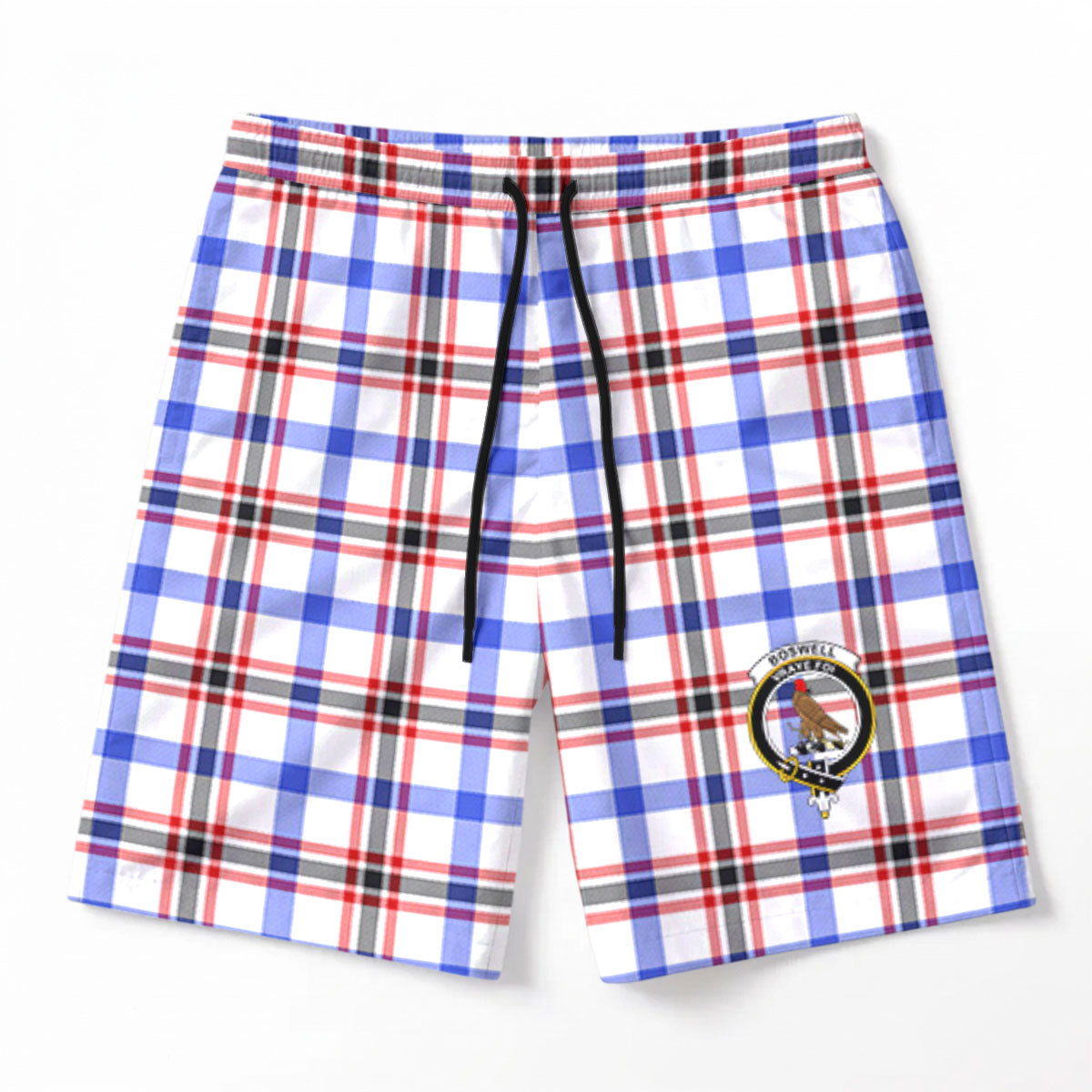 Boswell Modern Tartan Crest Men's Beach Shorts