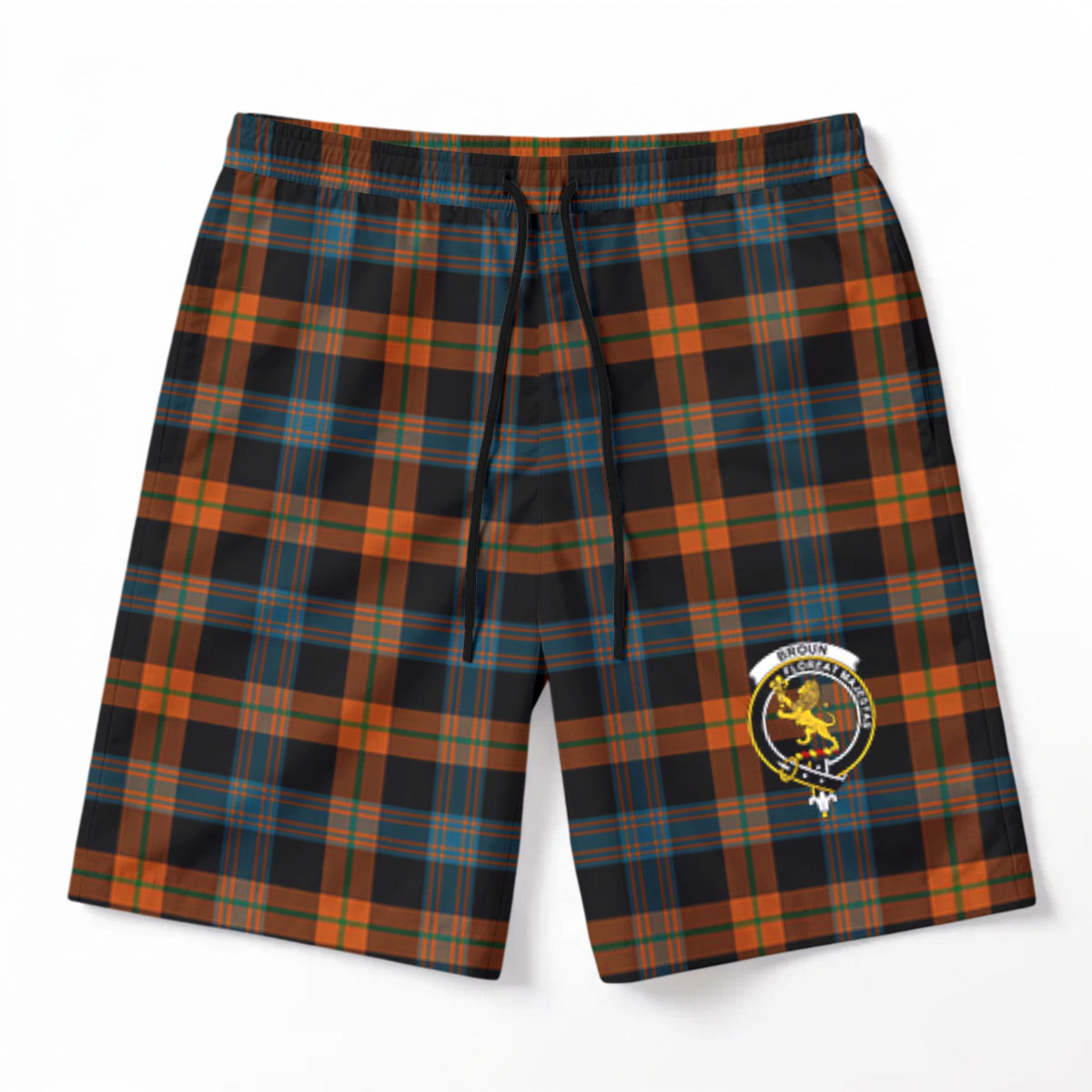 Broun Ancient Tartan Crest Men's Beach Shorts