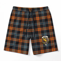 Brown Ancient Tartan Crest Men's Beach Shorts