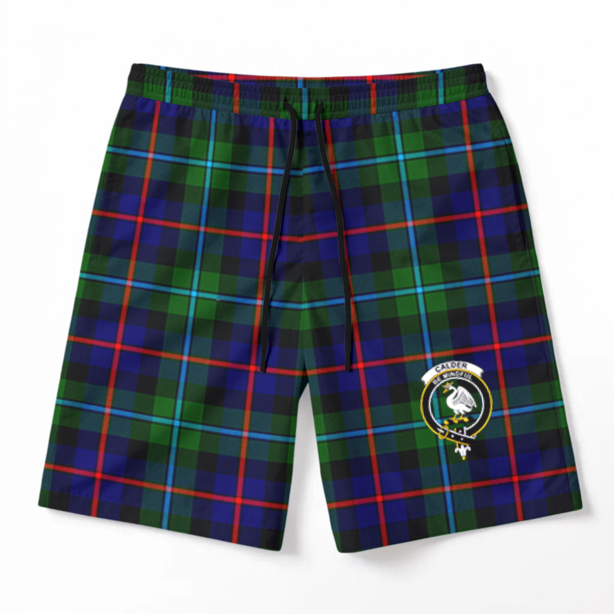 Calder (Calder-Campbell) Tartan Crest Men's Beach Shorts