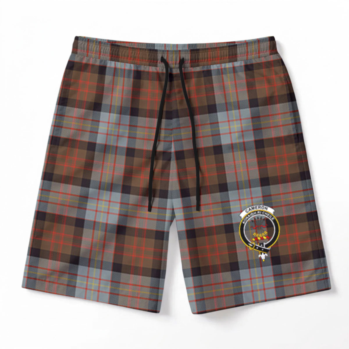 Cameron of Erracht Weathered Tartan Crest Men's Beach Shorts