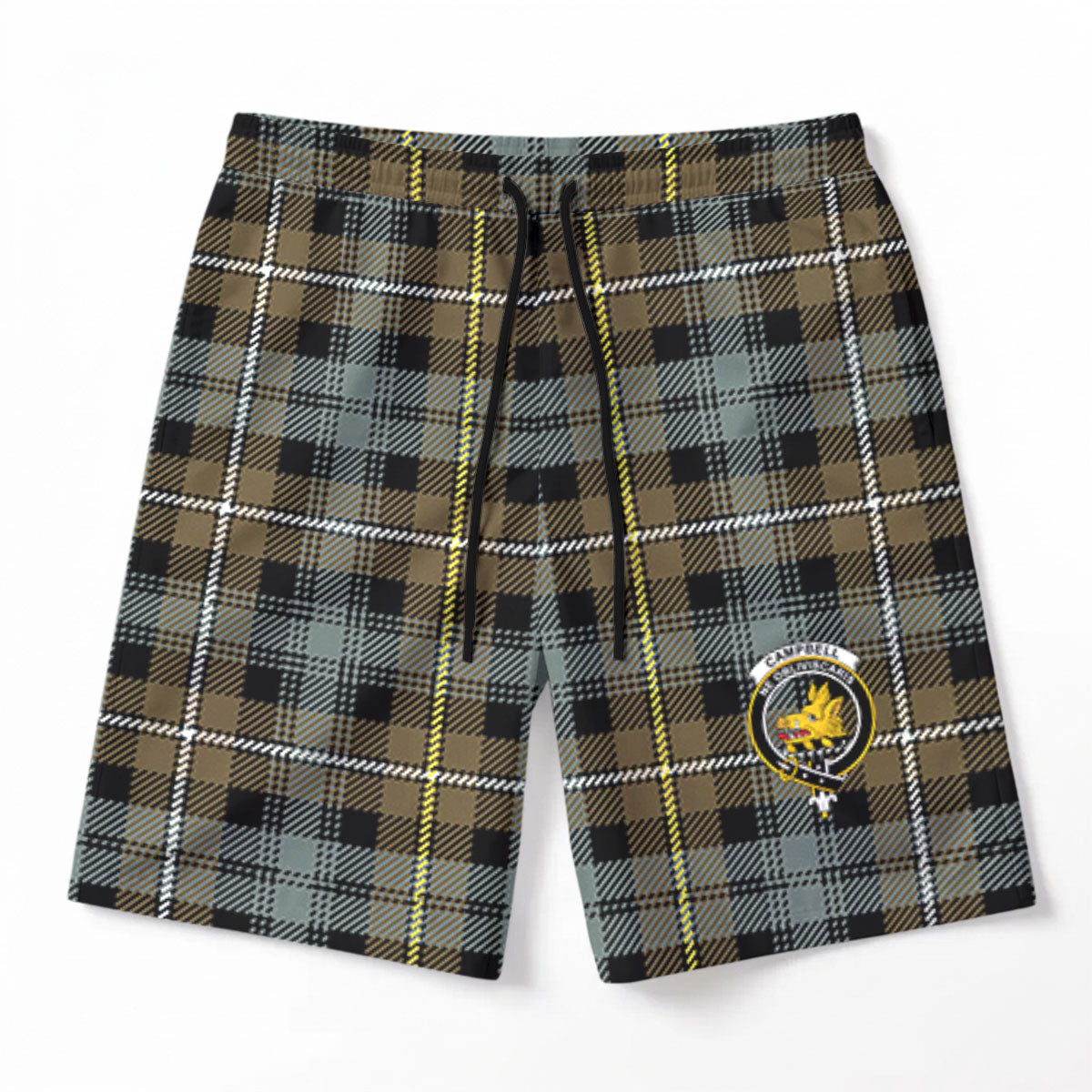 Campbell Argyll Weathered Tartan Crest Men's Beach Shorts