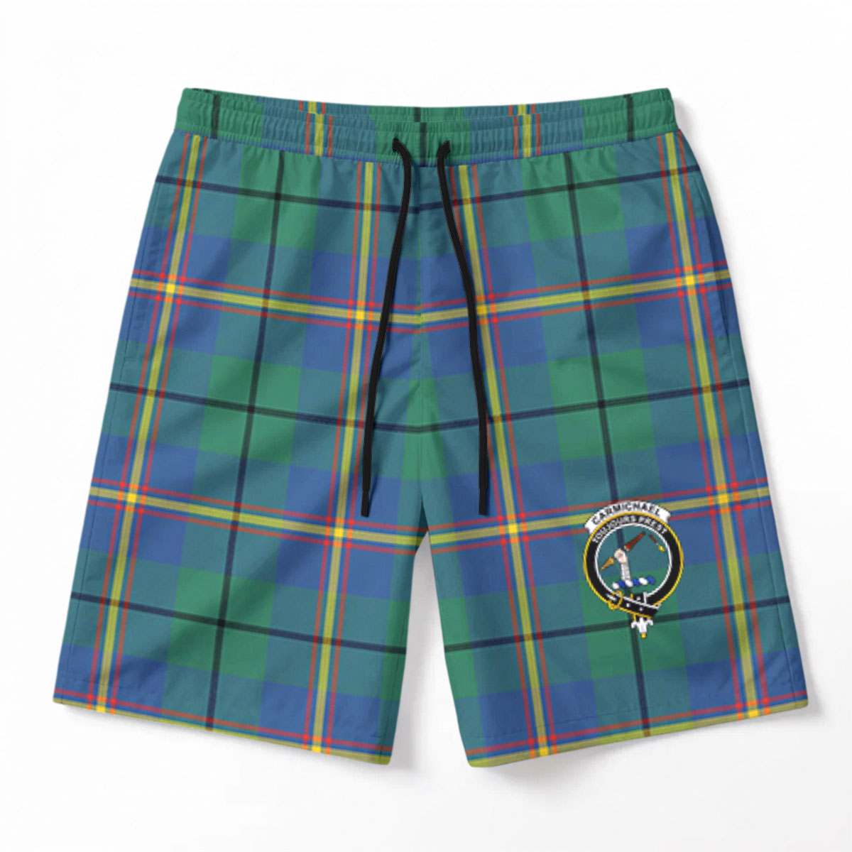 Carmichael Ancient Tartan Crest Men's Beach Shorts