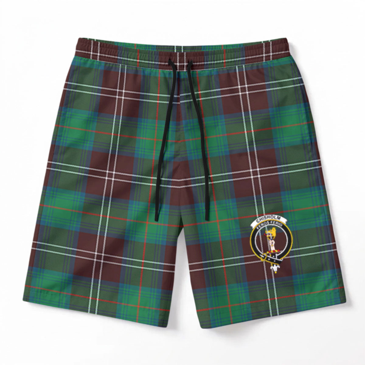 Chisholm Hunting Ancient Tartan Crest Men's Beach Shorts