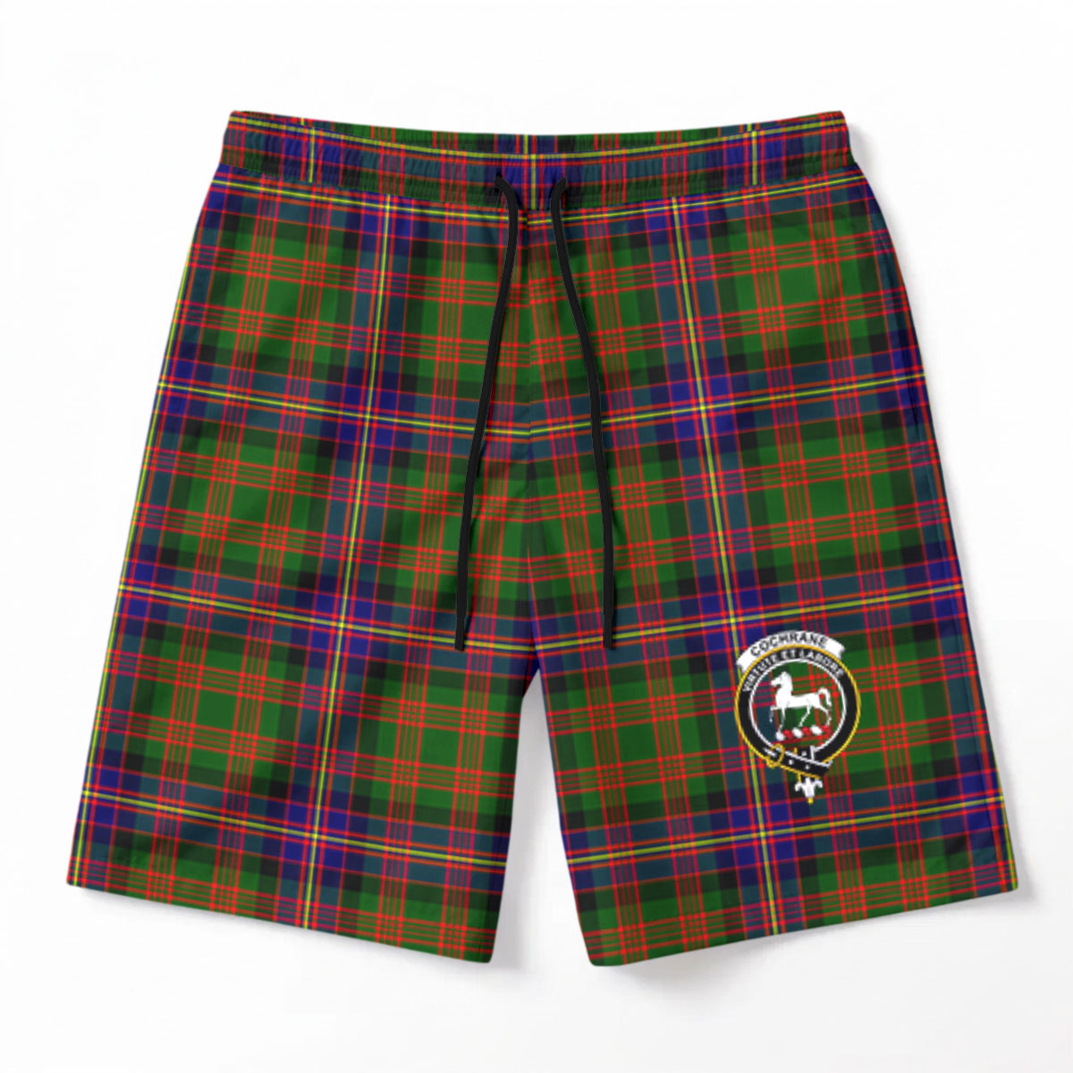 Cochrane Modern Tartan Crest Men's Beach Shorts