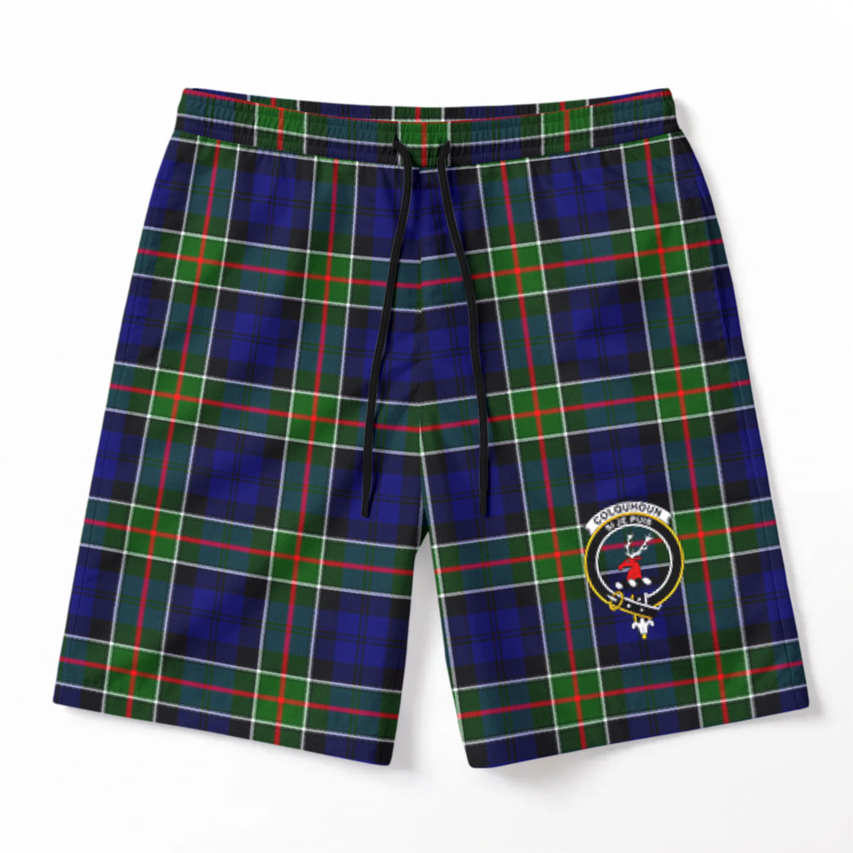Colquhoun Modern Tartan Crest Men's Beach Shorts