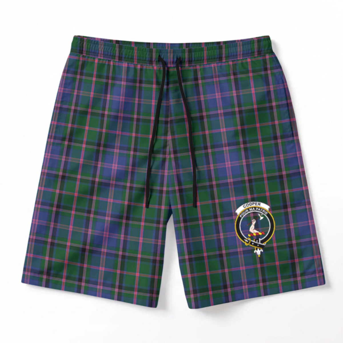 Cooper Tartan Crest Men's Beach Shorts