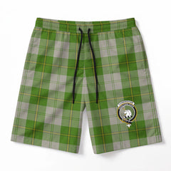 Cunningham Dress Green Dancers Tartan Crest Men's Beach Shorts