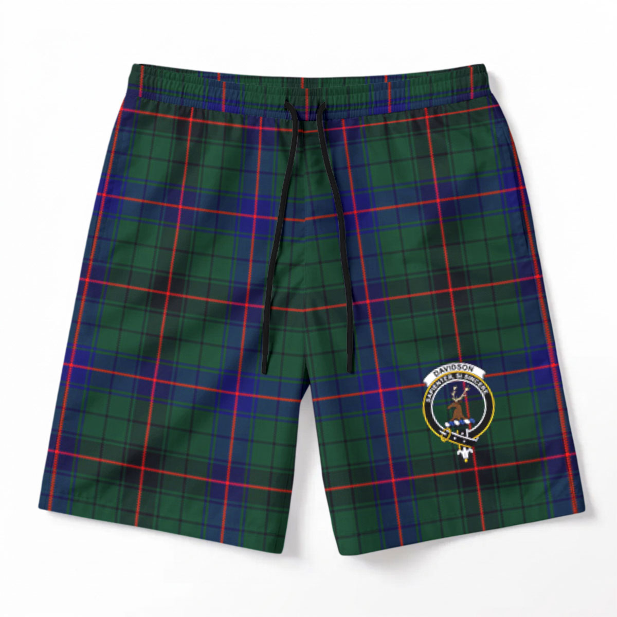 Davidson Modern Tartan Crest Men's Beach Shorts