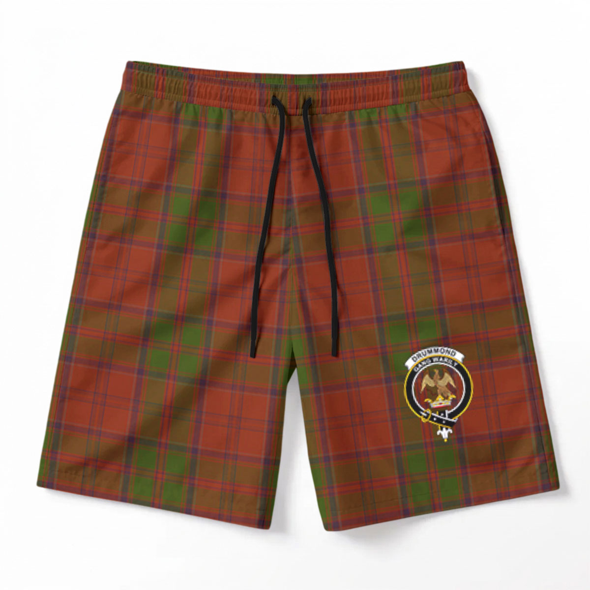 Drummond Clan Tartan Crest Men's Beach Shorts
