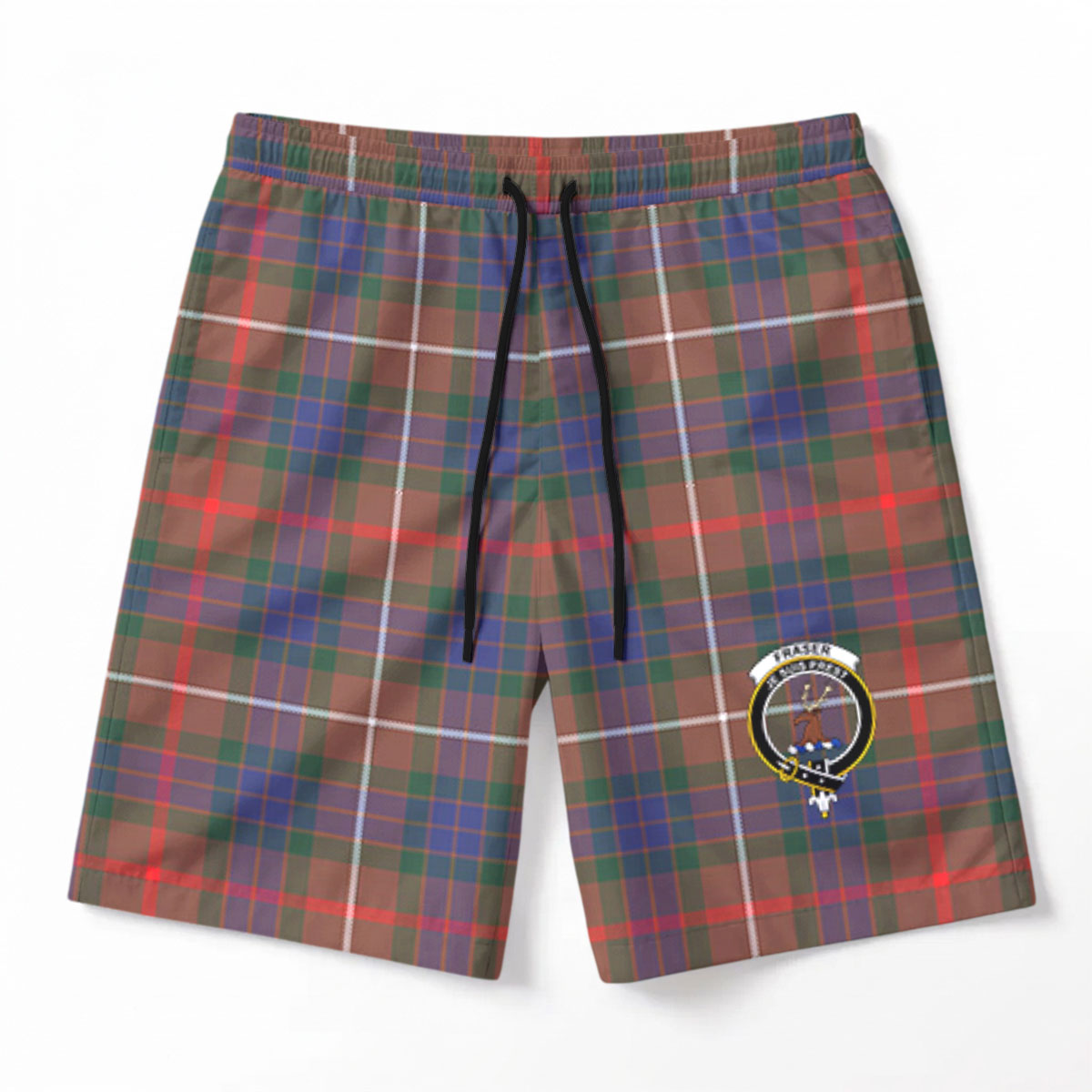 Fraser (of Lovat) Hunting Modern Tartan Crest Men's Beach Shorts